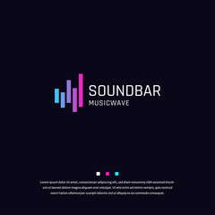 Sound Bar audio wave colorful gradient logo icon design template vector 