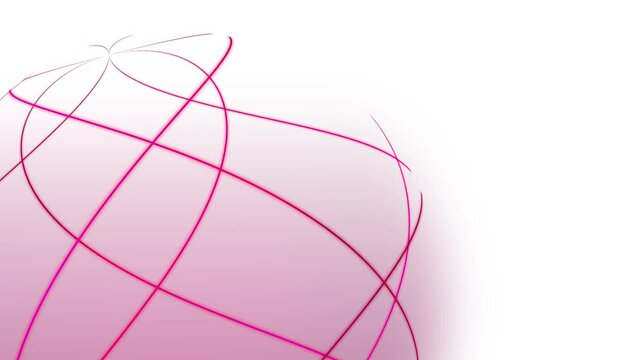 ワイヤーフレームな球体が回転する背景向けアニメーション素材　白背景・黒背景、ダークモード　ピンク
