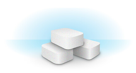The composition of three white tablets, descaling or dishwasher 
