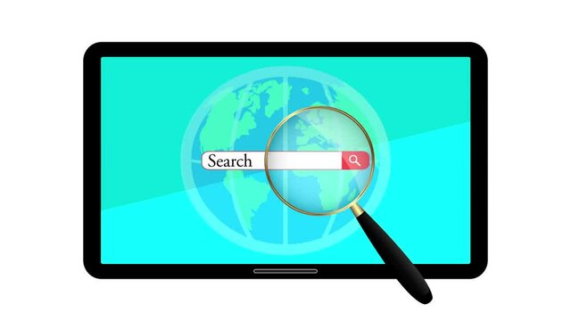 Searching on internet. Animation on a white background.