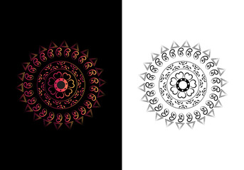 Circles, Lines, Spiral, mehndi, Kolam, Floral and Flowers in Mandala Design Concept