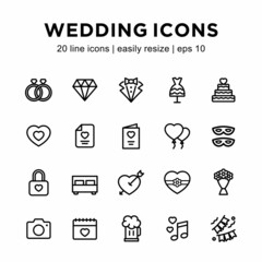 icon set related to wedding