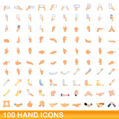 100 hand icons set. Cartoon illustration of 100 hand icons vector set isolated on white background