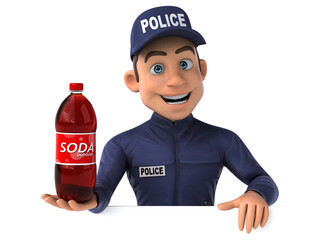 Fun 3D illustration of a cartoon Police Officer