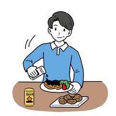 濃い味付けを好む男性のイラスト
