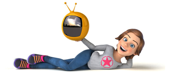 Fun 3D illustration of a cartoon teenage girl