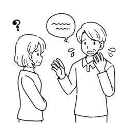 上手く喋れないシニア男性のイラスト