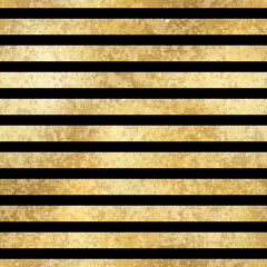 Festive Vector Geometric Striped Golden Seamless Pattern. Classic shiny gold foil repeat texture with black lines. Abstract stripes holiday luxury metal print for digital paper, background, wallpaper