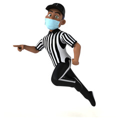 Fun 3D illustration of a black referee with a mask