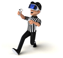 Fun 3D Illustration of a referee with a VR Helmet