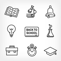 outline education school icons set