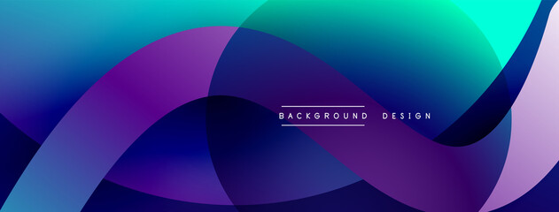 Abstract overlapping lines and circles geometric background with gradient colors