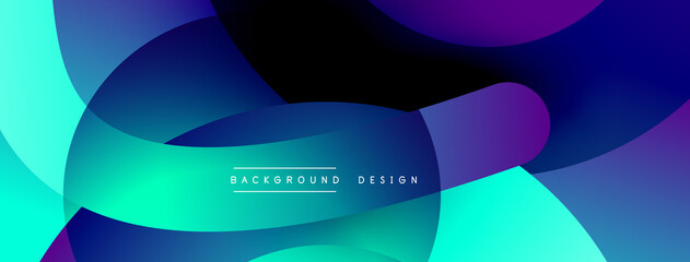 Abstract overlapping lines and circles geometric background with gradient colors