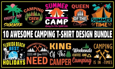 Camping T-shirt Design Bundle, T-shirt Design Bundles.