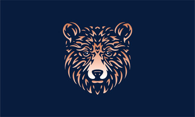 bear vector logo design illustration for dark background