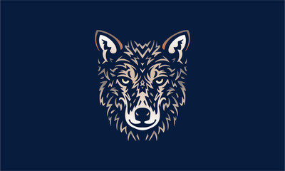 wolf vector logo design illustration for dark background