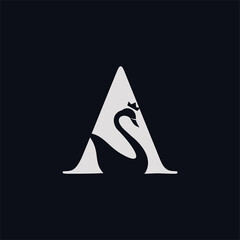 creative simple logo design initial A swan © M E K A R A B A D I