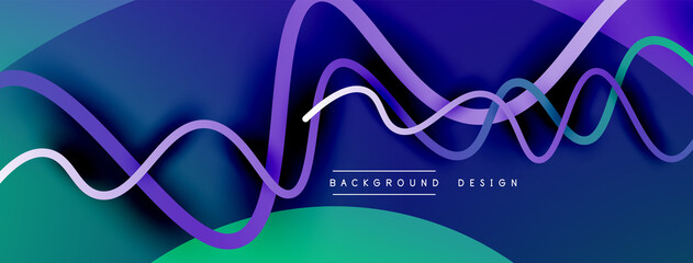 Abstract gradient background with wave line with shadow effect. Geometric composition. 3D shadow effects and fluid gradients