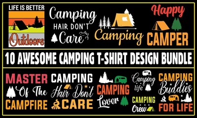 Camping T-shirt Design Bundle, T-shirt Design Bundles.