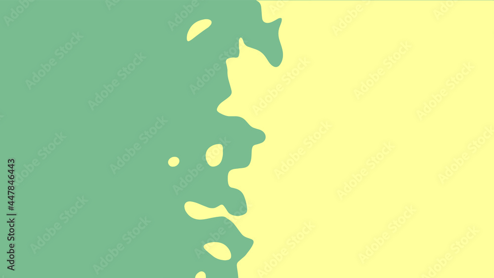 Poster the transition from green to yellow with uneven border line, interpenetration of colors. vector illu