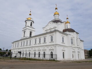 Fototapeta na wymiar Old white stone orthodox christian church