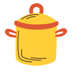 Kitchen pot. Cooking, chef. Kitchen utensil, food cooking kitchenware. Vector illustration in cartoon flat style isolated on white background.