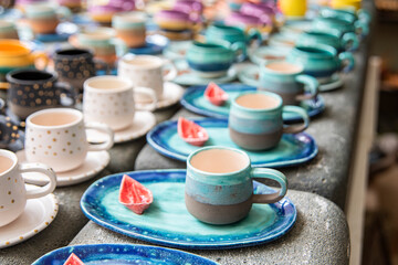ceramic coffee cups with boat figure