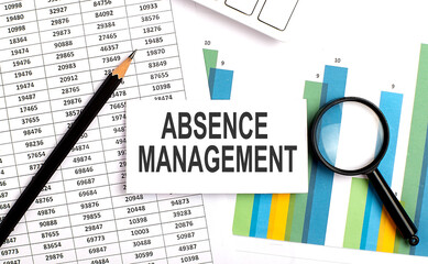 ABSENCE MANAGEMENT text on white card on the chart background