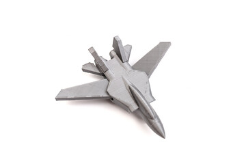 Model plane, airliner, airplane created on a 3d printer, on white background. transportation concept