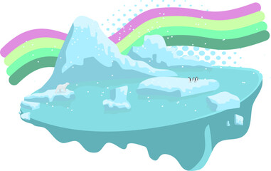 north pole with northern lights