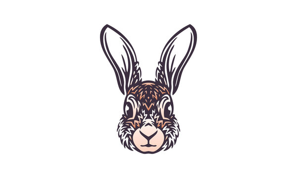 rabbit vector logo design illustration for white background