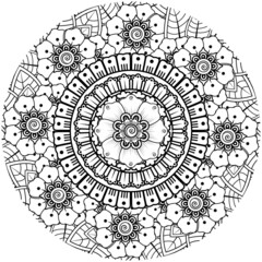 mehndi flower decorative ornament in ethnic oriental style. doodle ornament. outline hand draw.