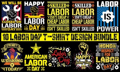 Labor Day T-shirt Design Bundle, Happy Labor Day Design, T-shirt Bundles