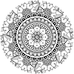 mehndi flower decorative ornament in ethnic oriental style. doodle ornament. outline hand draw.