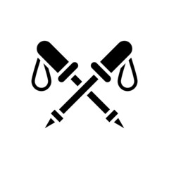 Trekking pole vector Solid icon style illustration. EPS 10 file