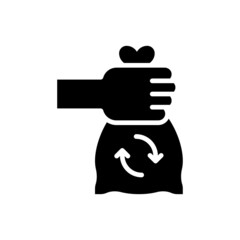 Trash bag vector Solid icon style illustration. EPS 10 file