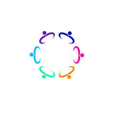 COLORFUL PEOPLE TEAM SIGN, SYMBOL, LOGO ISOLATED ON WHITE