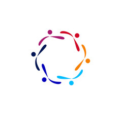 COLORFUL PEOPLE TOGETHER, PEOPLE UNION SIGN, SYMBOL, LOGO ISOLATED ON WHITE