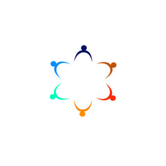 COLORFUL PEOPLE TOGETHER, PEOPLE UNION SIGN, SYMBOL, LOGO ISOLATED ON WHITE