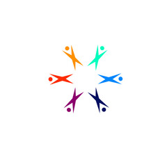 Colorful People Together, Coworking People, People Union, Multicultural People Team, Teamwork, Business People Sign, Symbol, Logo isolated on White