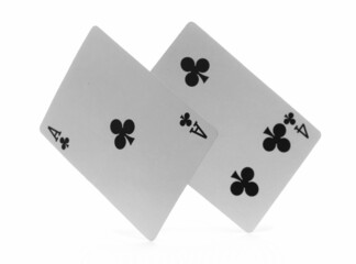 Playing cards for poker and gambling, isolated on white background