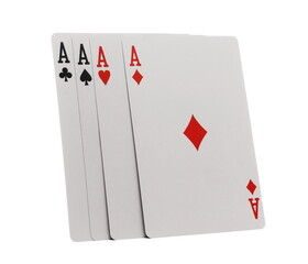 Ace cards for poker and gambling, isolated on white background