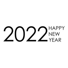 Banner con frase Happy New Year 2022 en color negro