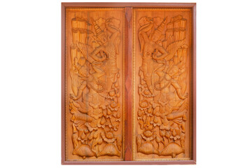 art angel dancing on lotus carving wood door use to decorate the interior