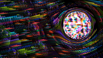 quantum massive gravity light blue core and futuristic computer animation