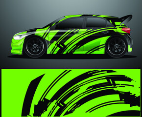 Fototapeta premium Rally car decal graphic wrap vector, abstract background