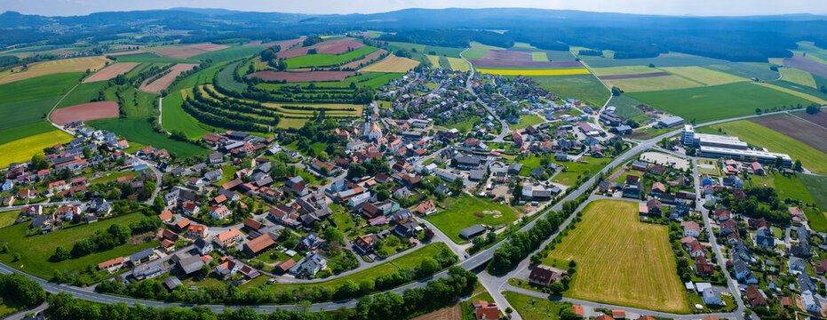 Aerial view of the village Kastl in Germany Bavaria, on a sunny day in spring. © GDMpro S.R.O