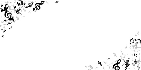 Musical notes flying vector illustration. Audio