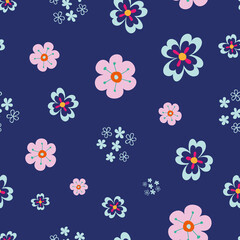 vector blue emmas flowers seamless pattern background