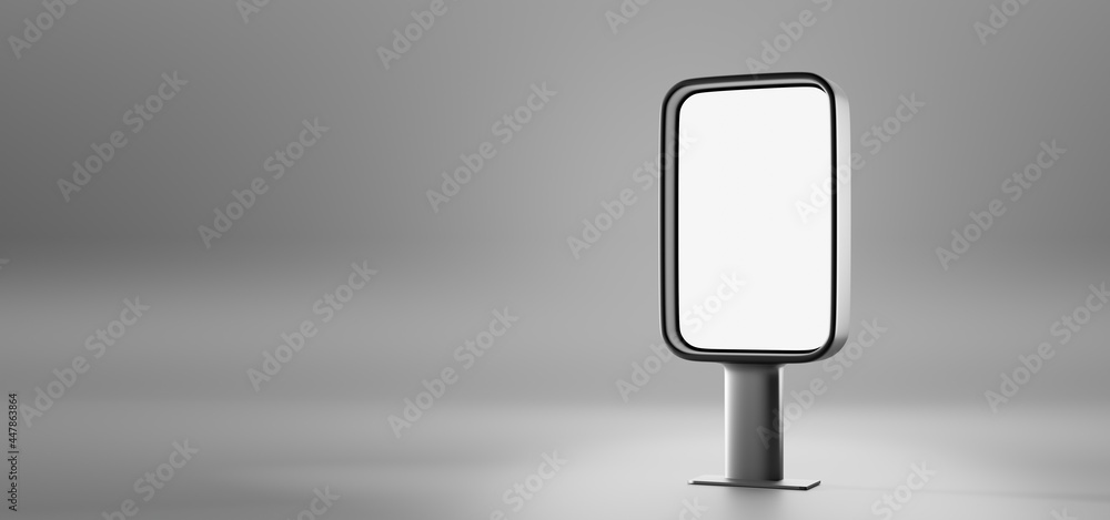 Poster blank billboard display, white lcd screen, digital monitor or stand for advertising. vertical rectan